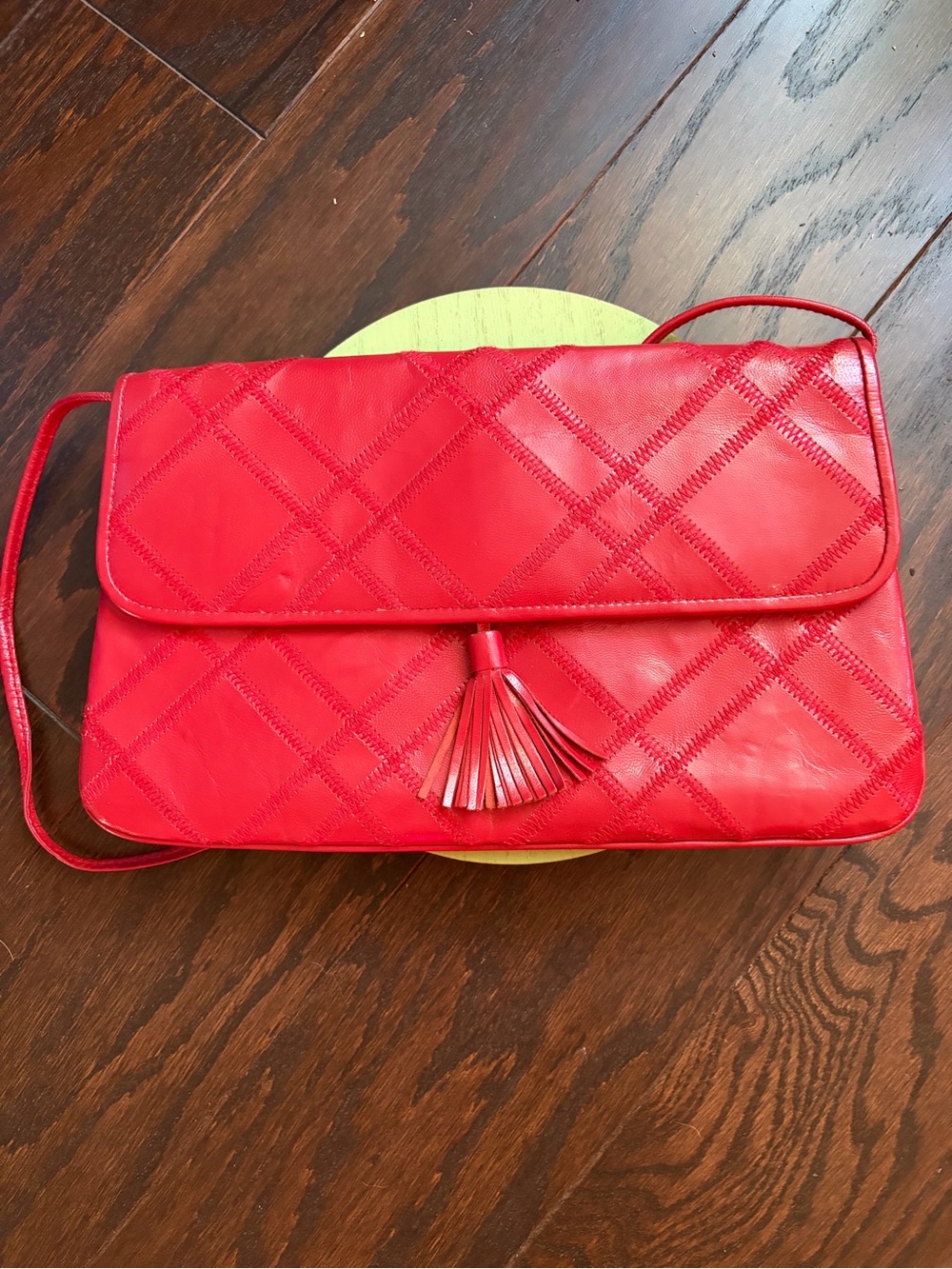 vintage Lissette Ltd. Red Quilted Tassel Bag
